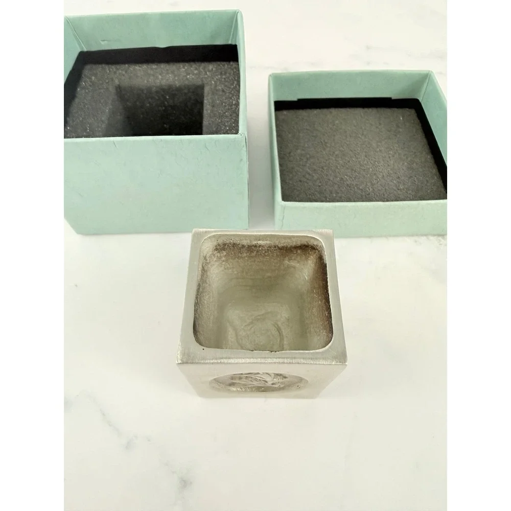 VTG NIB Vilmain 2007 Pewter Paperweight Cube 